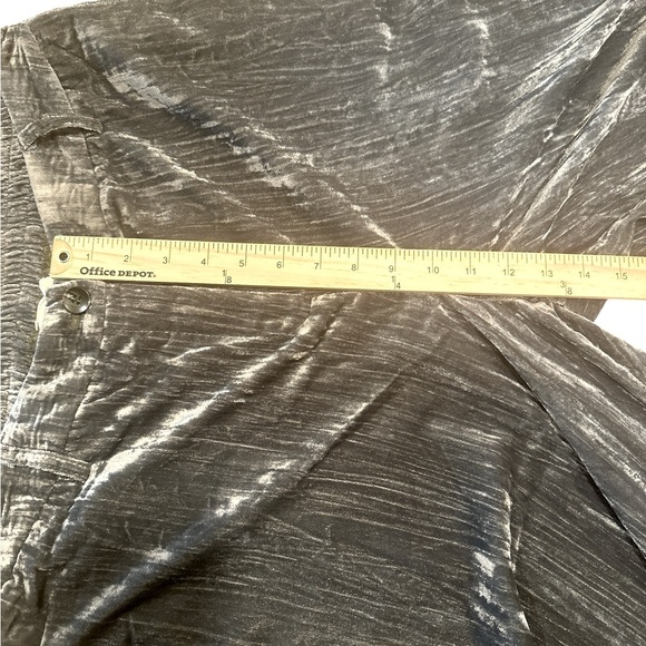 Bibi Pleated Velvet Pants Size XL Seal Grey Side Pockets Belted Waistband - Picture 13 of 14
